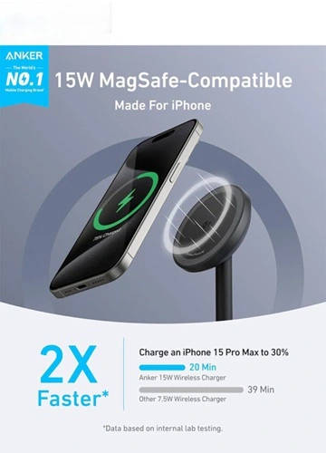 شارژر رومیزی انکر مدل MagGo Wireless Charging به همراه کابل USBC به طول 1.5 متر (1)